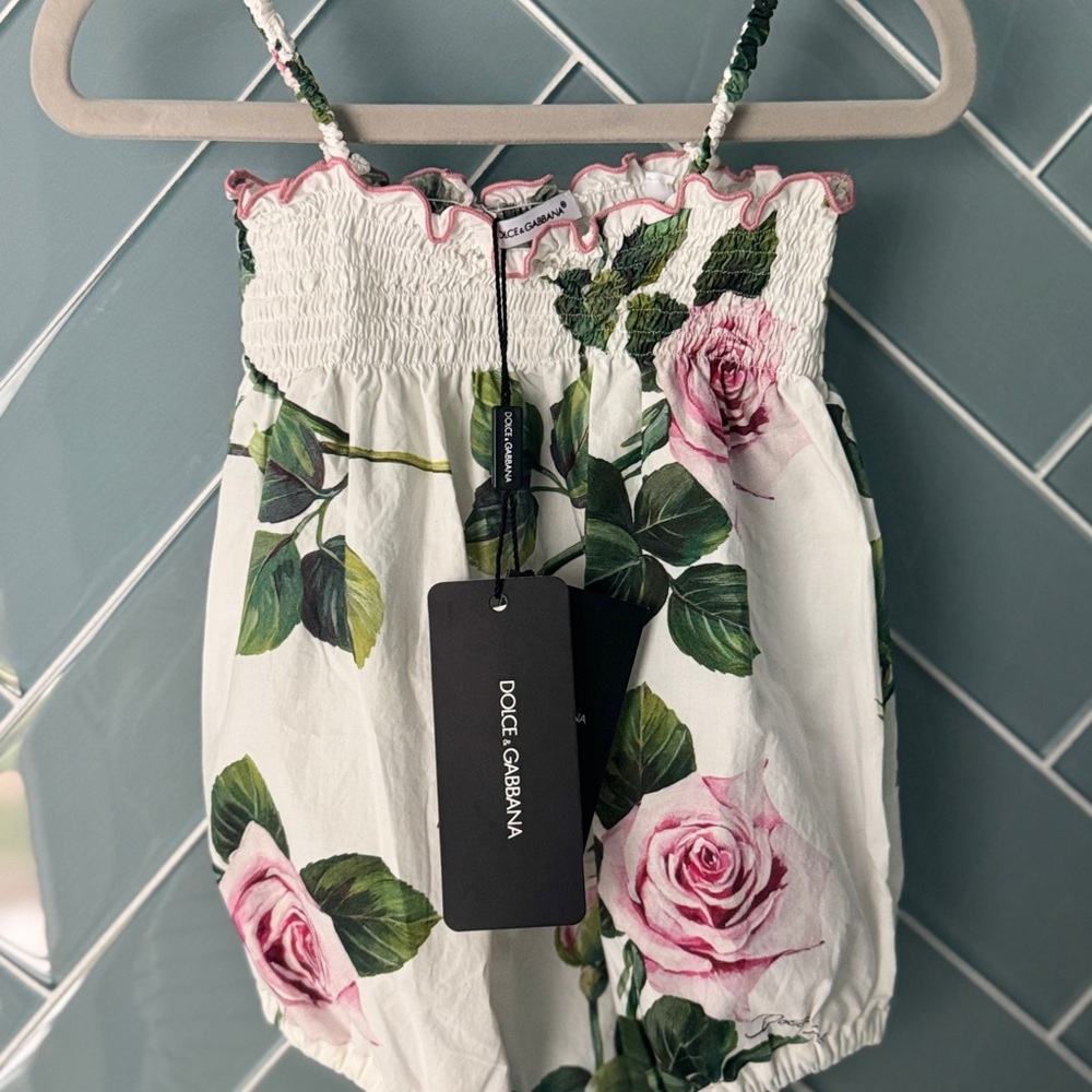 Dolce & Gabbana White and Pink Floral Romper NWT